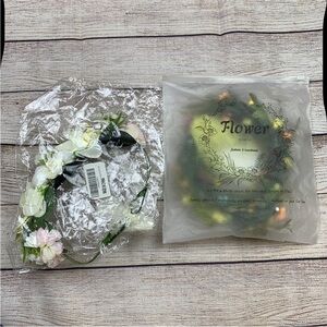 Faux Floral Crown Headband Set Of 2 For Photo Shoot, Dress Up, Festival Or Fun